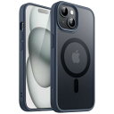 JEDirect iPhone 15 6.1インチ用 マグネット ケース MagSafeに対応 半透明のマット背面 薄型 耐衝撃 カバー (ストームブルー)