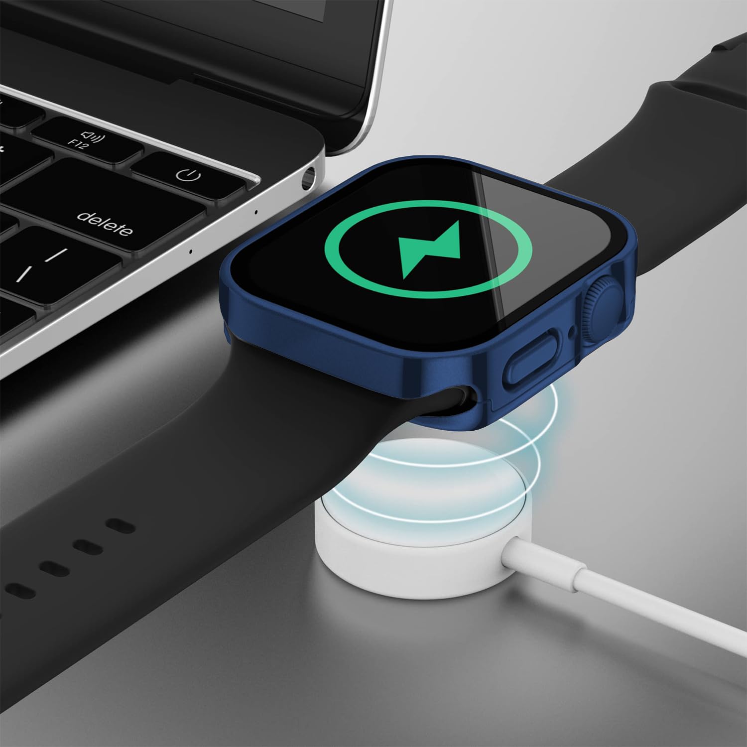 TALENANA for Apple Watchケース【2 in 1防水設計】45mm 44mm 41mm 40mmアップルウォッチ 用 保護ケース 強化ガラスフィルム 一体型 Series 9/8/7/6/SE/5/4 メッキ加工 3D直角エッジデザイン PC素材 高タッチ感度 全面保護 衝撃吸収 (Series 9/8/7,41mm,ブルー)