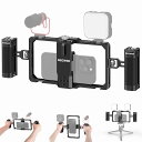 NEEWER スマホケージ スマホビデオリグセット デュアルハンドル付き ビデオスタビライザー ワイヤレスマイククリップスロット Tiktok/YouTube用 コンパチブ SmallRig iPhone 15 14 Pro Max 13 Pro Max Galaxy S23 PA009