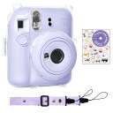 Rieibi instax mini 12 ケース、インスタックスミニ 12 ケース チェキ カバー 12 Fujifilm チェキ 12 ケース クリア チェキ カバー 12 Instax mini12 ケース instax mini 12 カバー instax mini12 保護ケース ファイル収納ポケット付き ショルダーストラップ付き ステッ