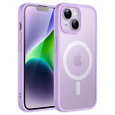 JEDirect iPhone 14 6.1インチ用 マグネット ケース MagSafeに対応 半透明のマット背面 薄型 耐衝撃 カバー (ライトパープル)