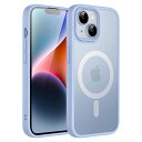 JEDirect iPhone 14 6.1インチ用 マグネット ケース MagSafeに対応 半透明のマット背面 薄型 耐衝撃 カバー (空色)