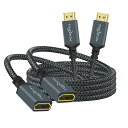 Twozoh HDMI延長ケーブル 0.3M 2本入り 4K HDMIエクステンダー オス-メスコード ナイロン編組HDMI 2.0ケーブルアダプター 4K@6...