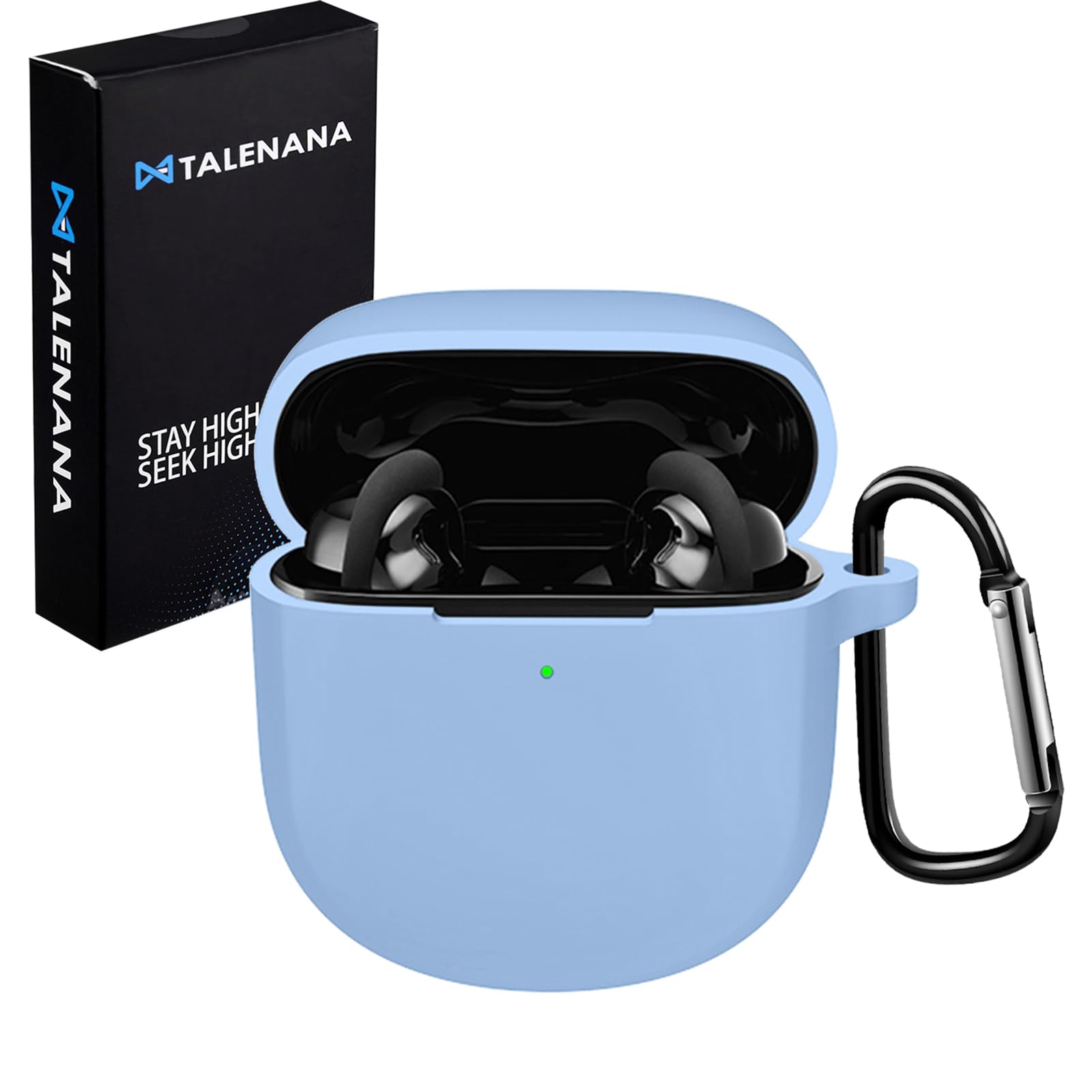 TALENANA for Bose QuietComfort Ultra Earbudsケース【2023全新デザイン】シリコン素材 保護カバー 防水 キズ防止 Bose QuietComfort Earbuds II 保護ケース 落下防止 耐衝撃 全面保護 カラビナ付き Bose QuietComfort Ultra Earbuds/Earbuds II対応(ライトブルー）
