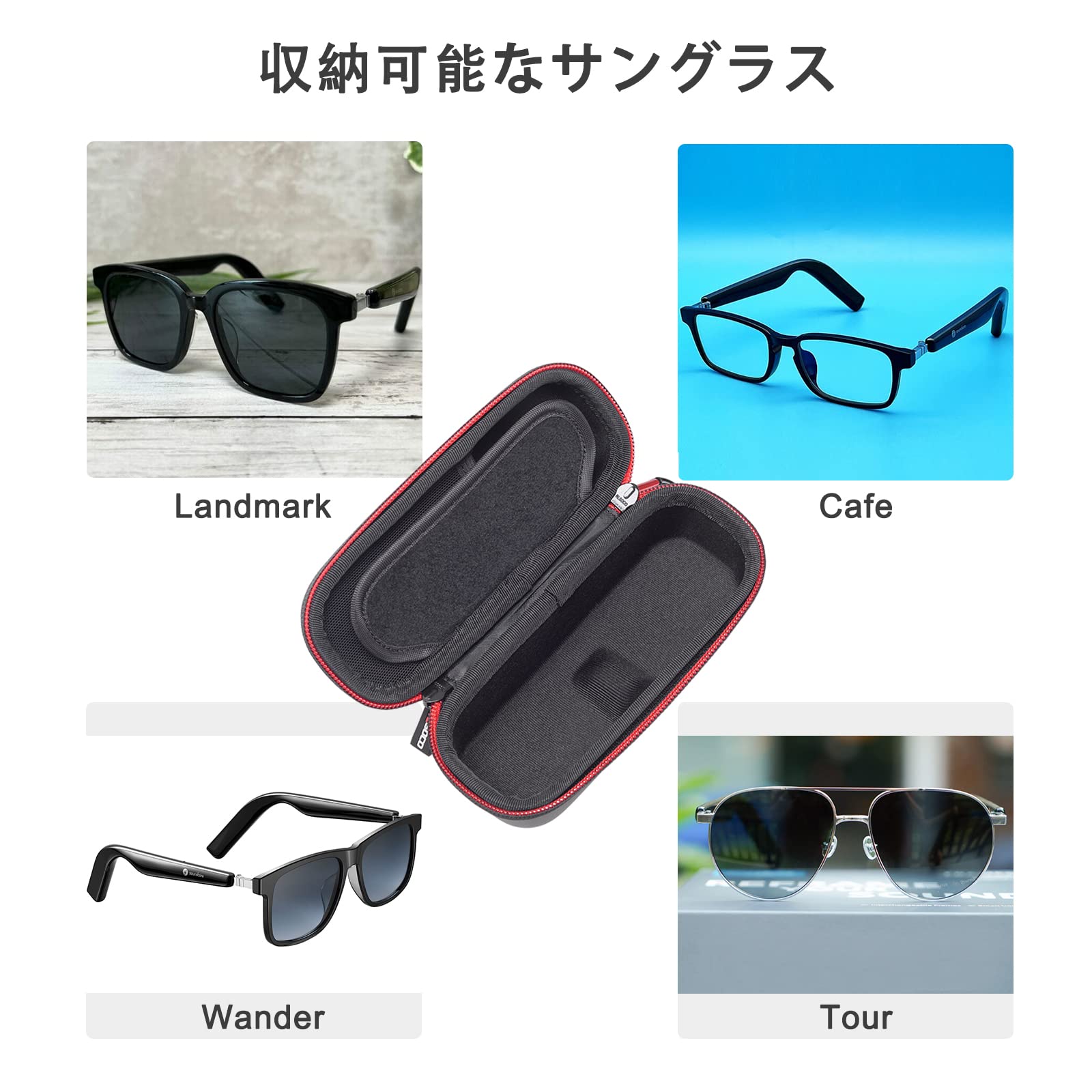 [RLSOCO] 収納ケース Anker Soundcore Frames Cafe/Landmark用のケースSoundcore Frames Cafe/Landmark（オーディオサングラス Bluetooth 5.2） スマートグラス/オーディオグラス対応