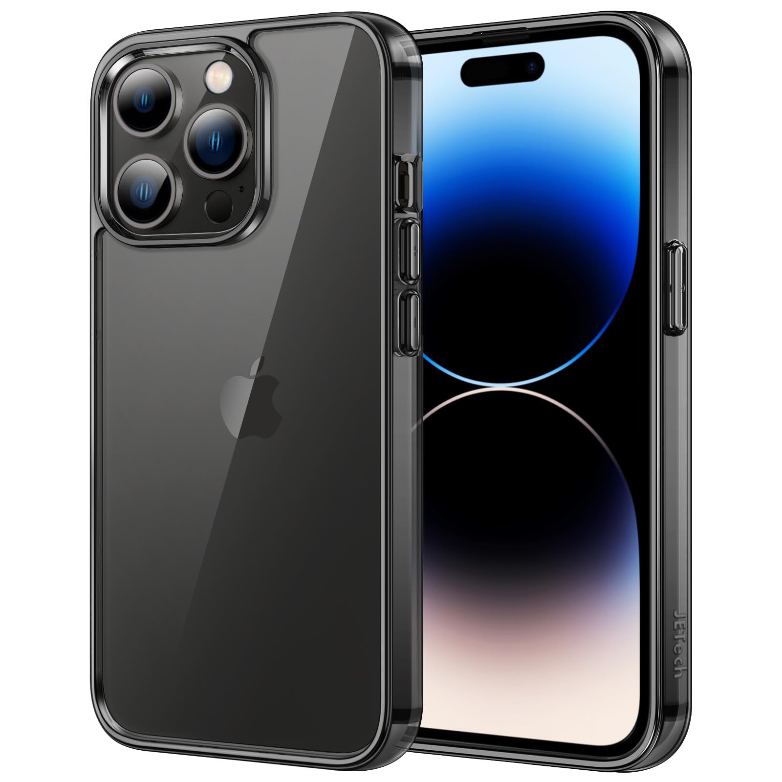 JEDirect iPhone14ProMax 6.7インチ用 (14 Pro Max) 黄ばみなし 保護ケース 衝撃吸収 バンパーカバー 傷つけ防止 クリアバック (スペースブラック)
