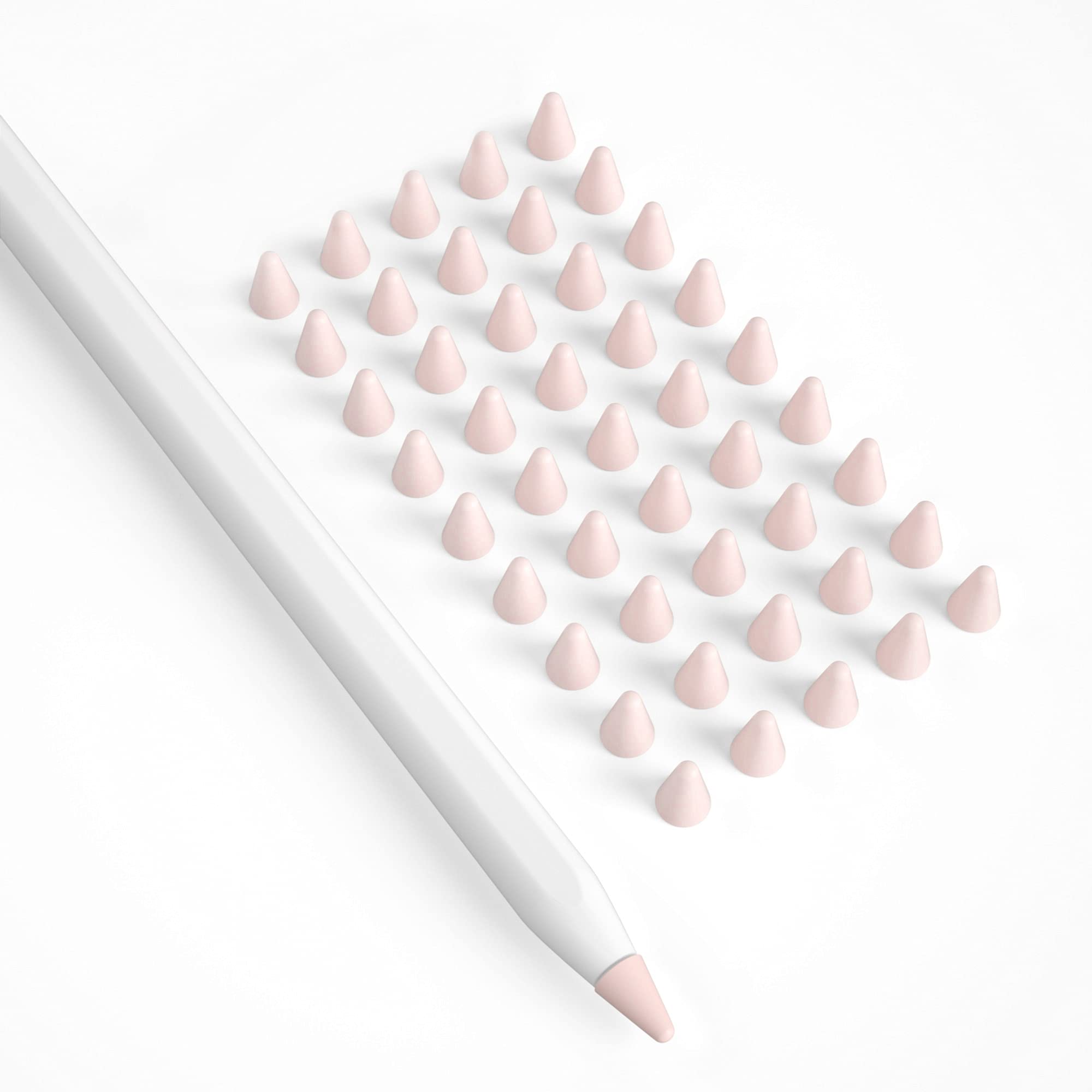 PZOZ 45個入り Apple Pencil ペン先 アップルペンシル 1/2 保護 カバー 第1世代/第二世代 tips 使いやすいです 超薄 静かな 滑り止め（ピンク）