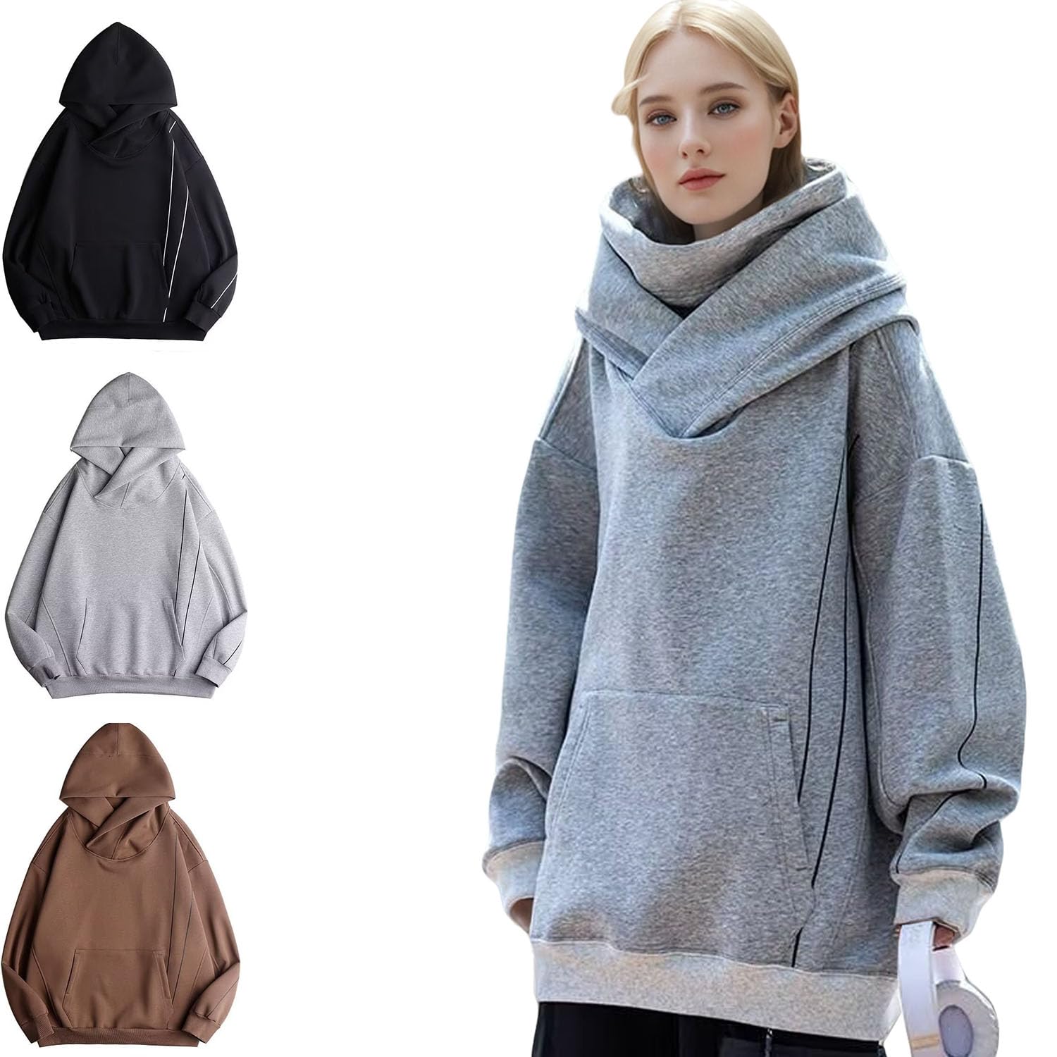 [MRYAOJONEZCW] ボリュームネックパーカー 男女兼用 パーカー メンズ 大きいサイズ ハイネックパーカー..