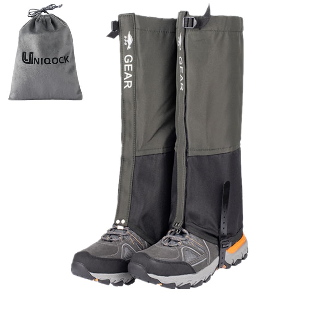 UNIQOCK ゲイター 「通気・100％防水」 登山 スパッツ ロングゲイター 高耐久性 レッグカバー 軽量 トレッキング アウトドア バイク 男女兼用 収納袋付き 泥除け 砂よけ 雨雪悪天候対策