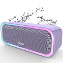 DOSS SoundBox Pro Bluetooth スピーカー20W 強化された低音 ワイヤレス ポータブル 小型 ブルートゥース スピーカー【イルミネーション機能 20時間再生 IPX6防水 パッシブラジエーター搭載 ワイヤレスステレオ Aux/TFカード対応/風呂/アオトドア適用】(パープル)