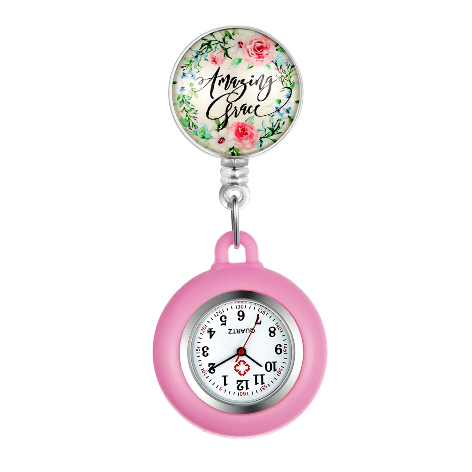 【送料無料】Lancardo ナースウォッチ 看護師時計 懐中時計 ポケットウォッチ シリコン 取り外し可能 伸張可能 メンズ レディース かわいい 英文字 保...