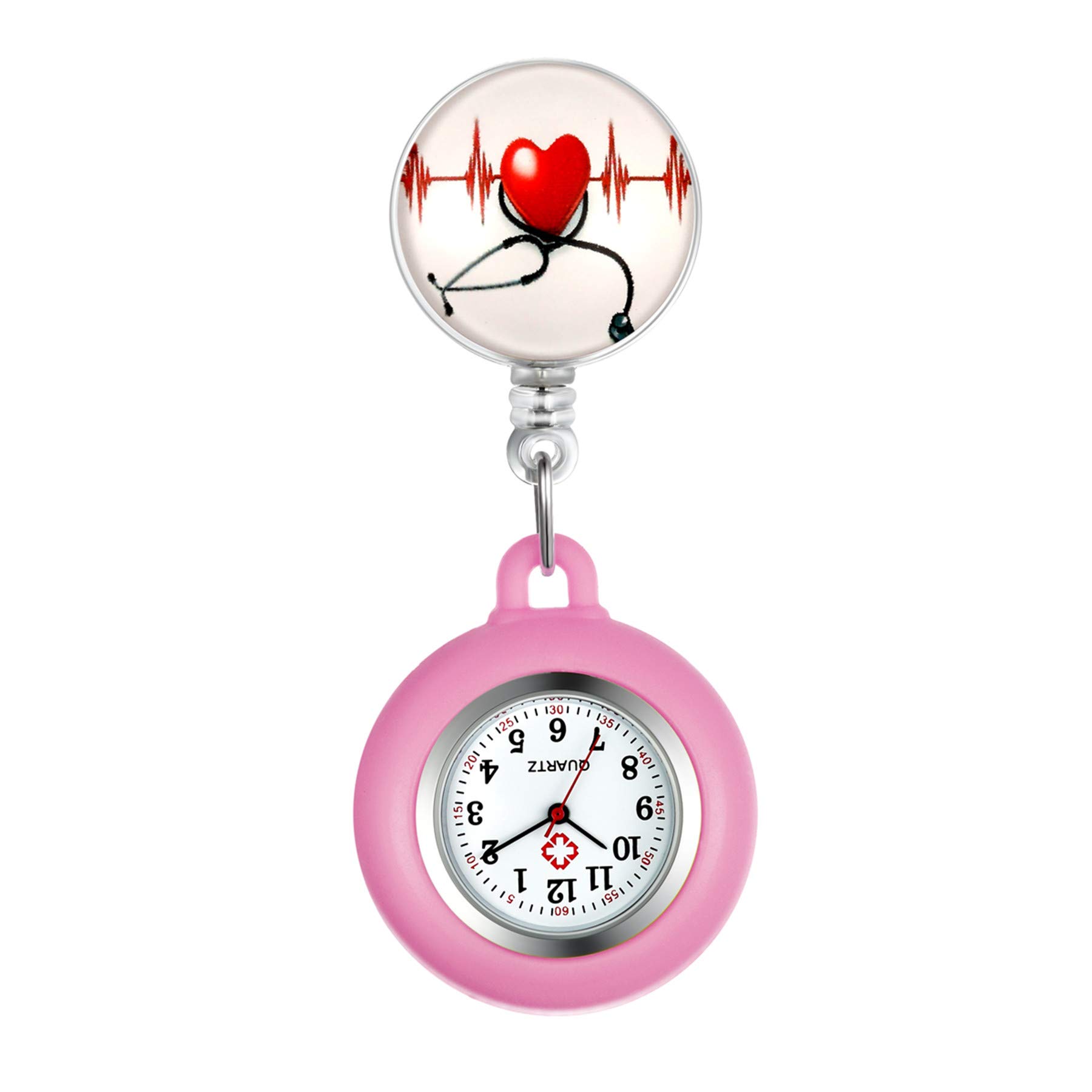 【送料無料】Lancardo ナースウォッチ 看護師時計 懐中時計 ポケットウォッチ シリコン 取り外し可能 伸張可能 メンズ レディース かわいい ハート 保...