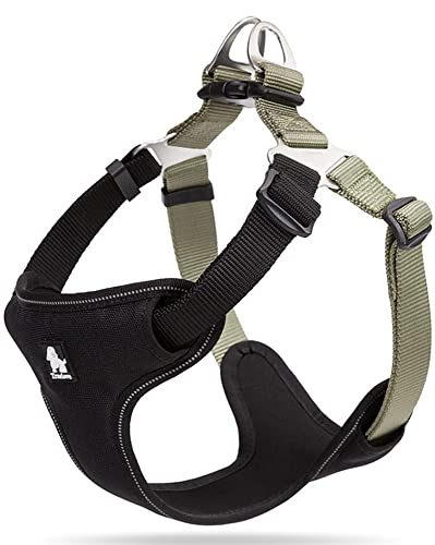 cocomall 犬用ハーネス 犬用胴輪 ドッグ ペット用品 ハーネスリード 3M反射材料 訓練 ナイロン製 小型犬、中型犬、大型犬に向け 通気性 調節可能 (S, ブラック)
