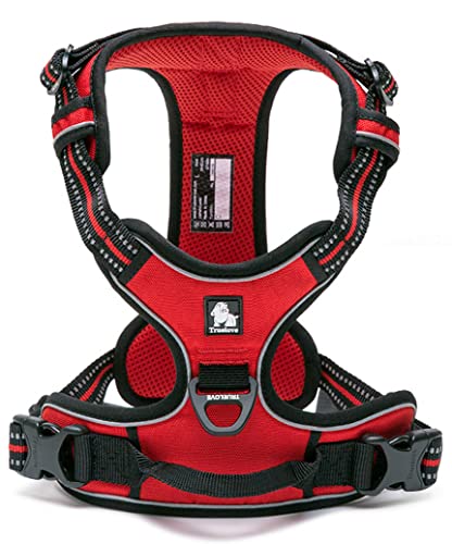 cocomall 犬用ハーネス 犬用胴輪 ドッグ ペット用品 ハーネス 3M反射材料 訓練 ナイロン製 小型犬、中型犬、大型犬に向け 通気性 調節可能 (XS, レッド)