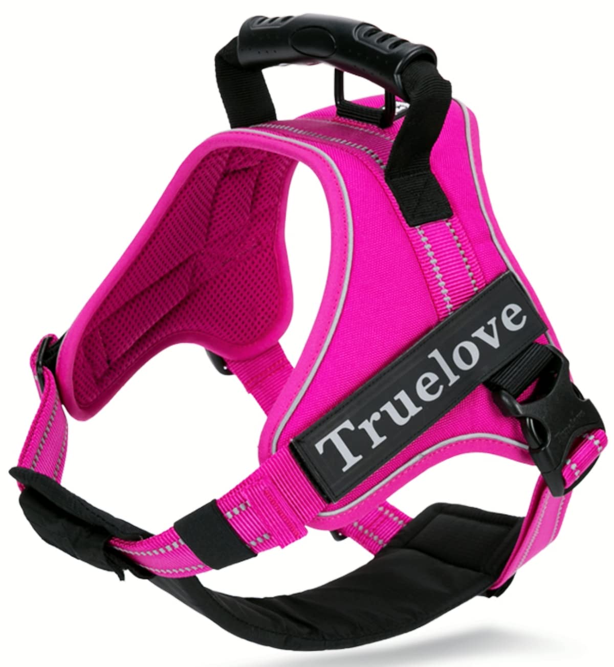 cocomall 2WAY喉に優しい犬ハーネス 負担軽減犬用ハーネス TRUE LOVE日本授権店 犬用胴輪 ドッグ ペット用品 ハーネスリード 3M反射材料 訓練 ナイロン素材 小型犬、中型犬、大型犬に向け 通気性 調節可能 (M, ピンク)