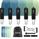 VEICK エクササイズバンド エクササイズバンド ワークアウトバンド ハンドル付きエクササイズ用レジスタンスバンド 男女兼用 自宅の筋力トレーニング機器用エク...
