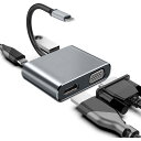 USB C HDMI+VGA 複数画面出力 4-in-1 USB C ハブ 「4K HDMI 映像出力+ VGA 1080P 映像出力+USB3.0 高速データ伝送+100W PD急速充電」設定不要/在宅勤務 HDMI Type-C 変換アダプタ MacBook Air/Pro、iPad Pro 2020/2019、Huawei Matebook、Surface GoなどタイプC機種に対(2)