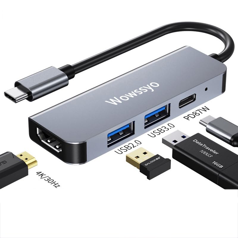 【送料無料】【2024高機能版】USB Cハブ 4-in-1 Type Cハブ ドッキング変換アダプター [4K HDMI / PD87W / USB 3.0 ] MacBook Pro Air/iPad Pro/Samsung Galaxy S20/note 20/ChromeBook/Surface Go/Pro7/Matebook/Switch/USB C デバイス対応