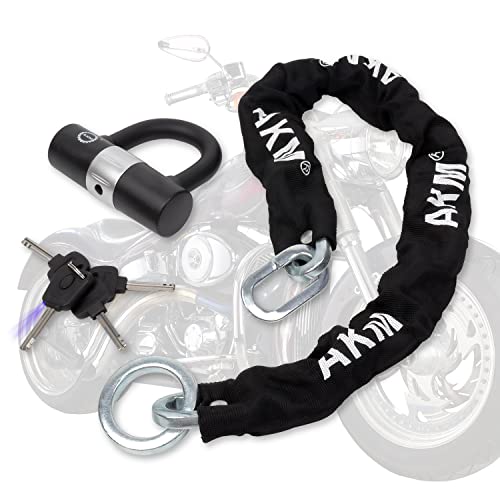 【送料無料】AKM バイクロック【高い耐切断性】極太チェーンロック φ(直径)12mm×1500mm U字ロック付き ..