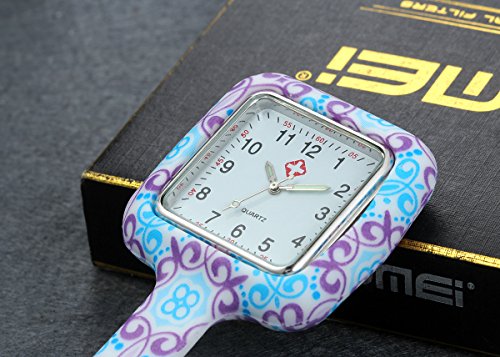 Lancardo ナースウォッチ ナース時計 オシャレ 見やすい 逆さ時計 四角形 懐中時計 看護師 保育士 介護士 最適 男女兼用 シリコン 取り外し可能