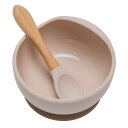 Wooden Teether ベビー用食器セット 離乳食食器セット くっつく ひっくり返らない 吸盤つきボウル シリコン スプーン付き 赤ちゃん 子供 滑り止め...