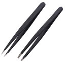 眉毛ピンセットセット、2パックプロフェッショナルステンレス鋼精密傾斜ピンセットと先のとがった眉毛ピンセットセット眉毛摘採埋没毛とRuiChyによる女性男性のため...