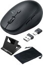 サンワダイレクト ワイヤレスマウス 充電式 静音 Type-C Type-A 5ボタン (戻る/進むボタン搭載) dpi切替 スマホスタンド&ポーチ付き 400-MAWC173BK