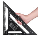 Beslands三角定規 木工用 丸鋸定規 30*30cm 両面目盛り 12インチ アルミ合金 ブラック 分度器 45度ケガキ工具 大工道具 測量用品 0-90...
