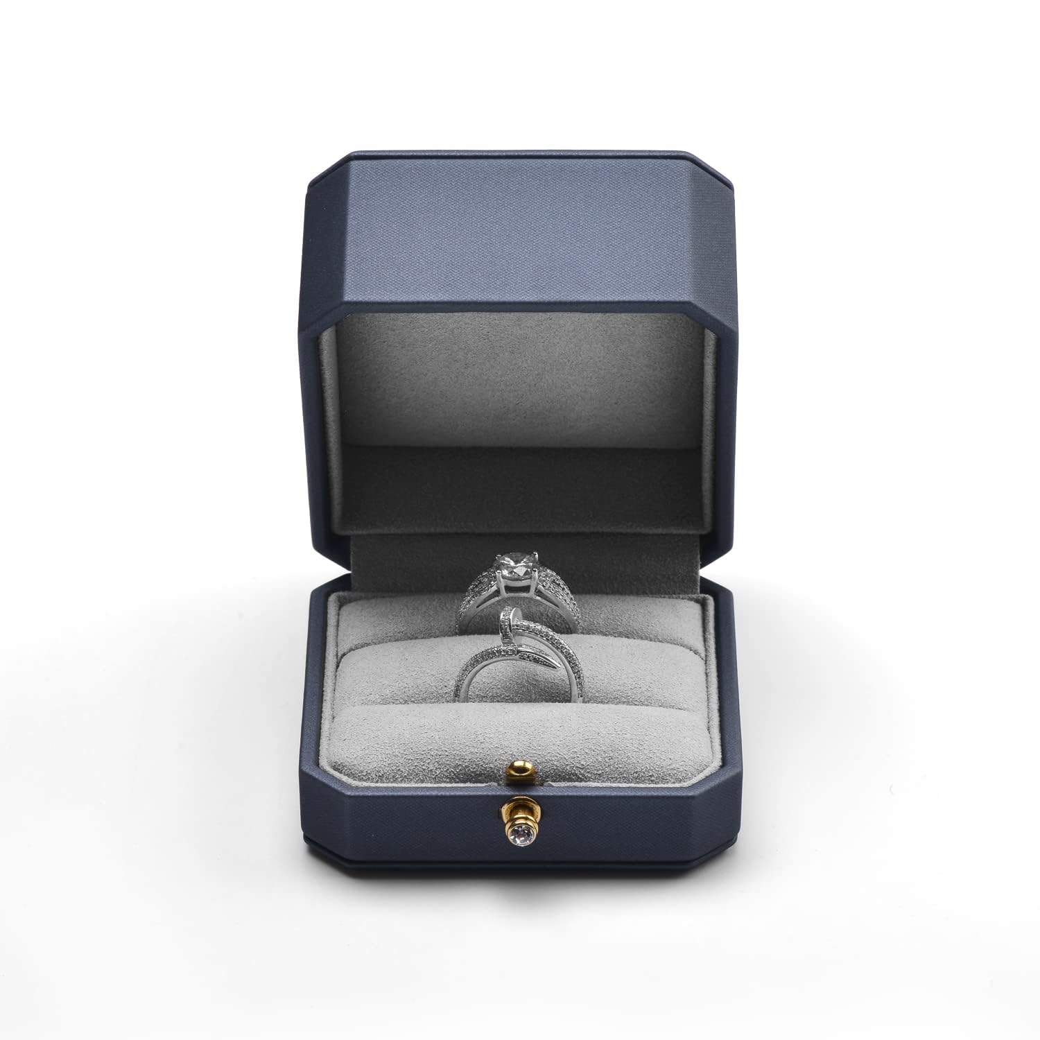 【送料無料】Oirlv 指輪ケース 結婚指輪 ケース 2個用 PUレザー 持ち運び ミニ プロポーズ ギフト 収納などに適当 適格請求書に対応 H07602 (ネイビー)