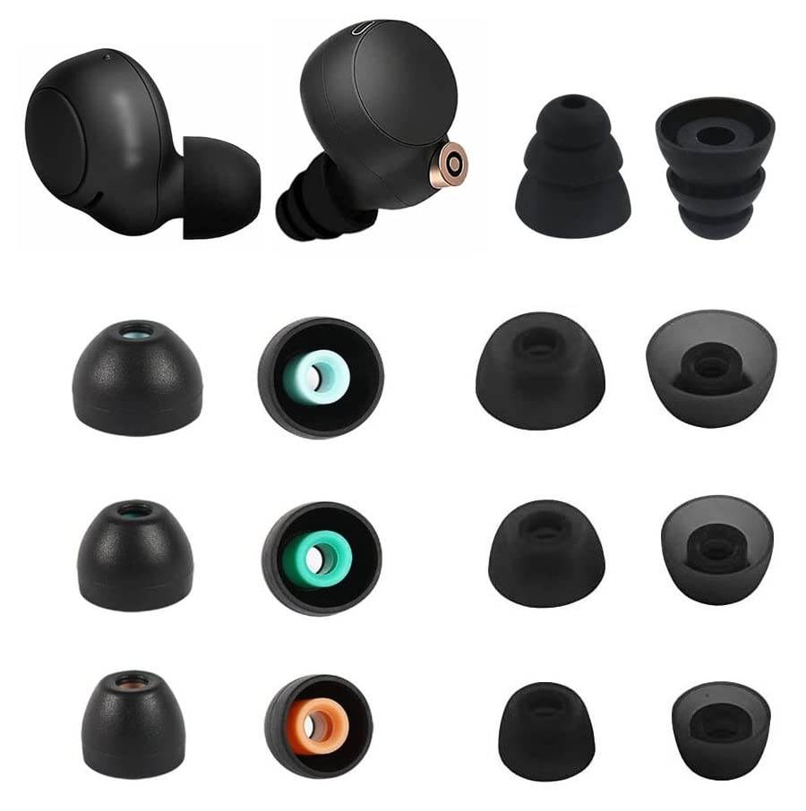 A-Pcas イヤーピース Sony用 Linkbuds S用 WF-LS900N用 WF-C500用 1000XM4用 イヤホンキャップ シリコン製イヤーピース 遮音性 快適性 音質向上 水洗い可能 7サイズ7ペア14個セット ブラック