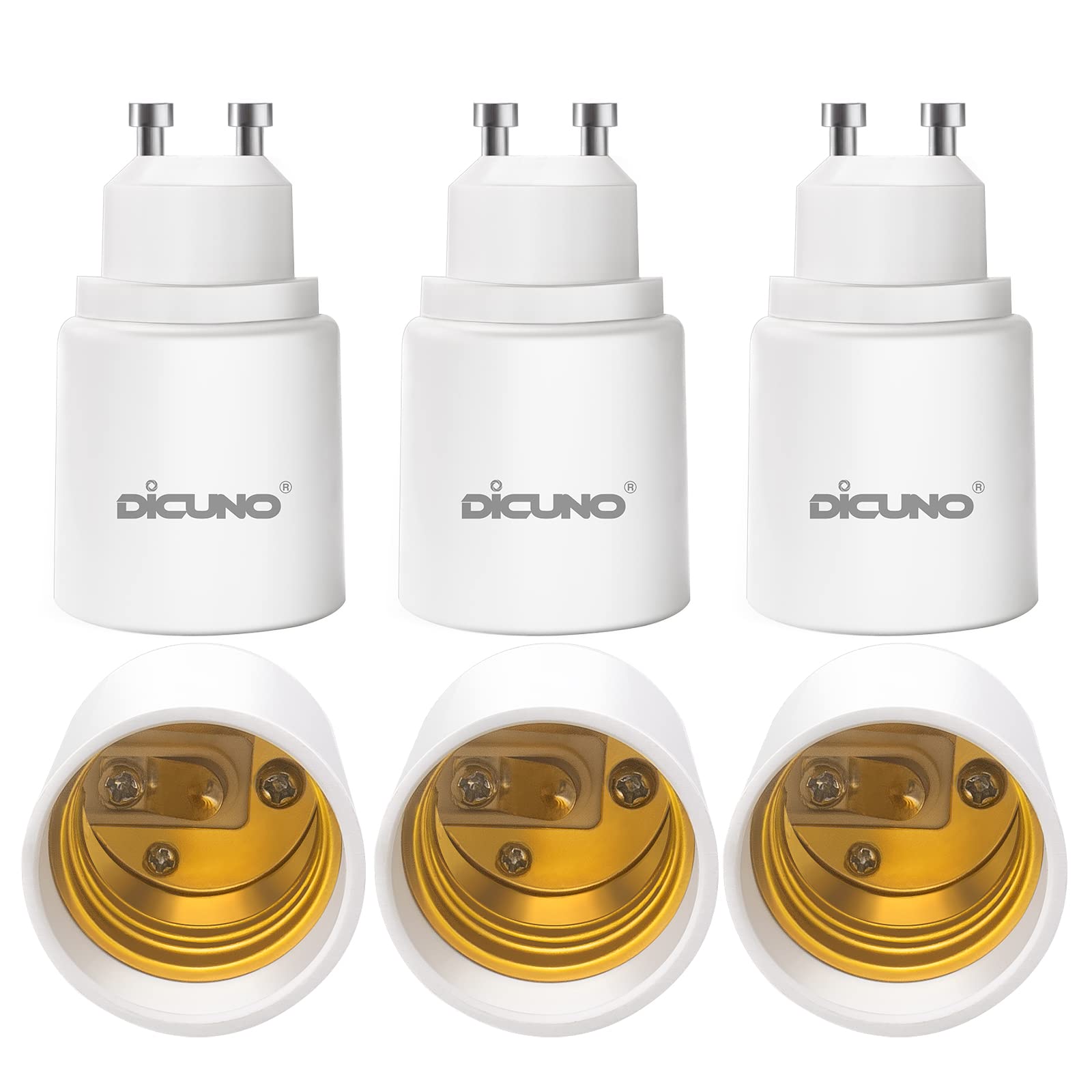 【送料無料】DiCUNO GU10→E26 口金変換アダプター 変換ソケット 最大仕事率200W 6個入