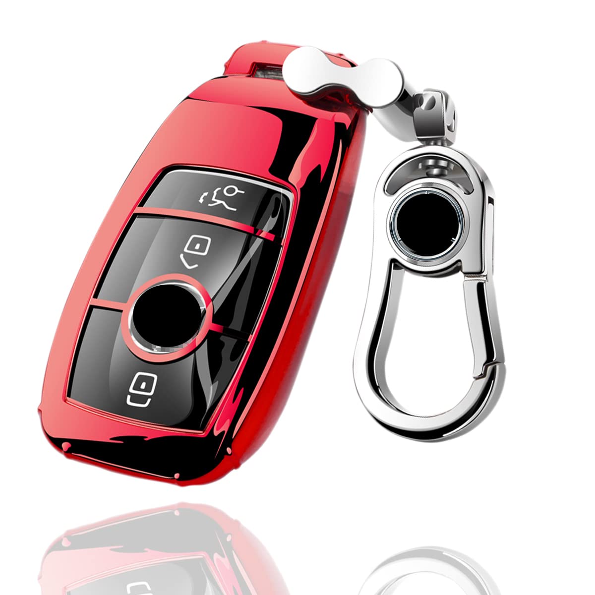 [AMACHER] Mercedes Benz ベンツ キーケース キーカバー A クラス B クラス E クラス S クラス CLS Coupe C クラス 新型 CLA GLC GLE G クラス エレクトリックキー スマートキー キーケース キーホルダー (レッド)