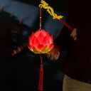 YUYAKESHI 提灯 蓮ランプ 蓮 お盆飾り ちょうちん 飾り用 LED 手持ち 蓮提灯 祭り 道具 ライト ランタン ハスの花 可愛い とおる 電池式(レッド)