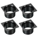 PATIKIL 100 mm ダクト接続フランジ 4個 乾燥機通気壁プレート 正方形-ラウンド直線ダクトプレート 暖房 冷房 換気扇用 ブラック