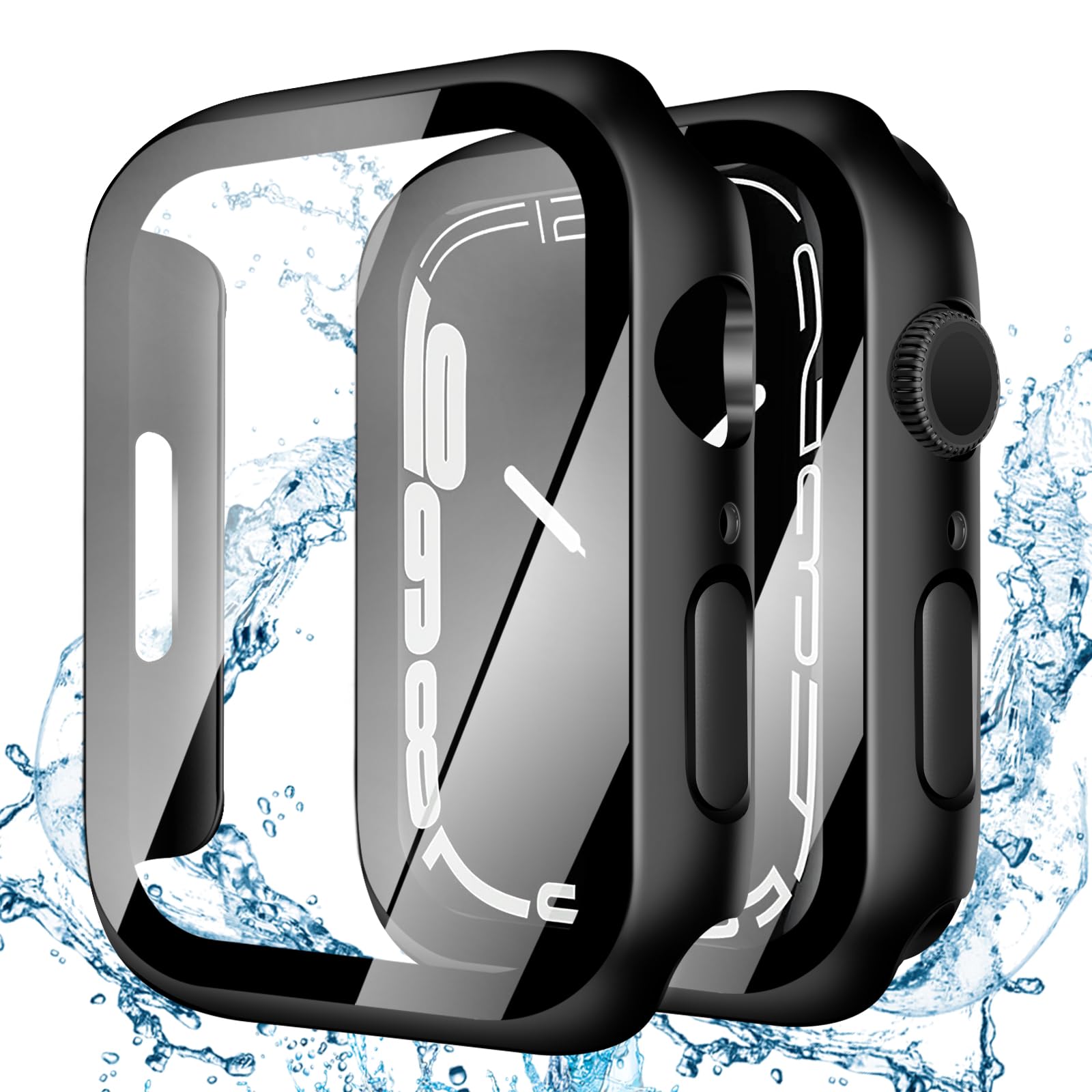 【2024改良ケース】YUGYUG 対応 アップルウォッチ10 カバー 46mm Apple Watch 10 ケース 46mm PC素材 IP68 防水ケース Apple Watch ケース ガラスフィルム 一体型 日本旭硝子材 二重構造 Apple Watch カバー 全面保護 強化ガラス キズ防止(46mm,ブラック)