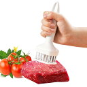 SensaBliss 肉筋切り器 ミートテンダライザー 肉叩き 肉たたき 24本刃 ステンレス鋼製 お肉が柔らかくなる 肉刺し器 筋切り ミートプレス キッチン便利グッズ ビーフ/チキン/ポーク 肉押さえ 調理ミート ニードルツール 調理器具 (白)(3)