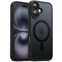 JETech iPhone 16 6.1インチ用 マグネット ケース MagSafeに対応 半透明のマット背面 薄型 耐衝撃 カバー (ブラック)