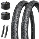 MOHEGIA 2組セット 26×2.125インチ 自転車 タイヤ: 26インチ 57-559 全地形車(ビーチクルーザー/マウンテンバイク/電動自転車/BMX )- タイヤ、チューブ、タイヤレバー - ブラック