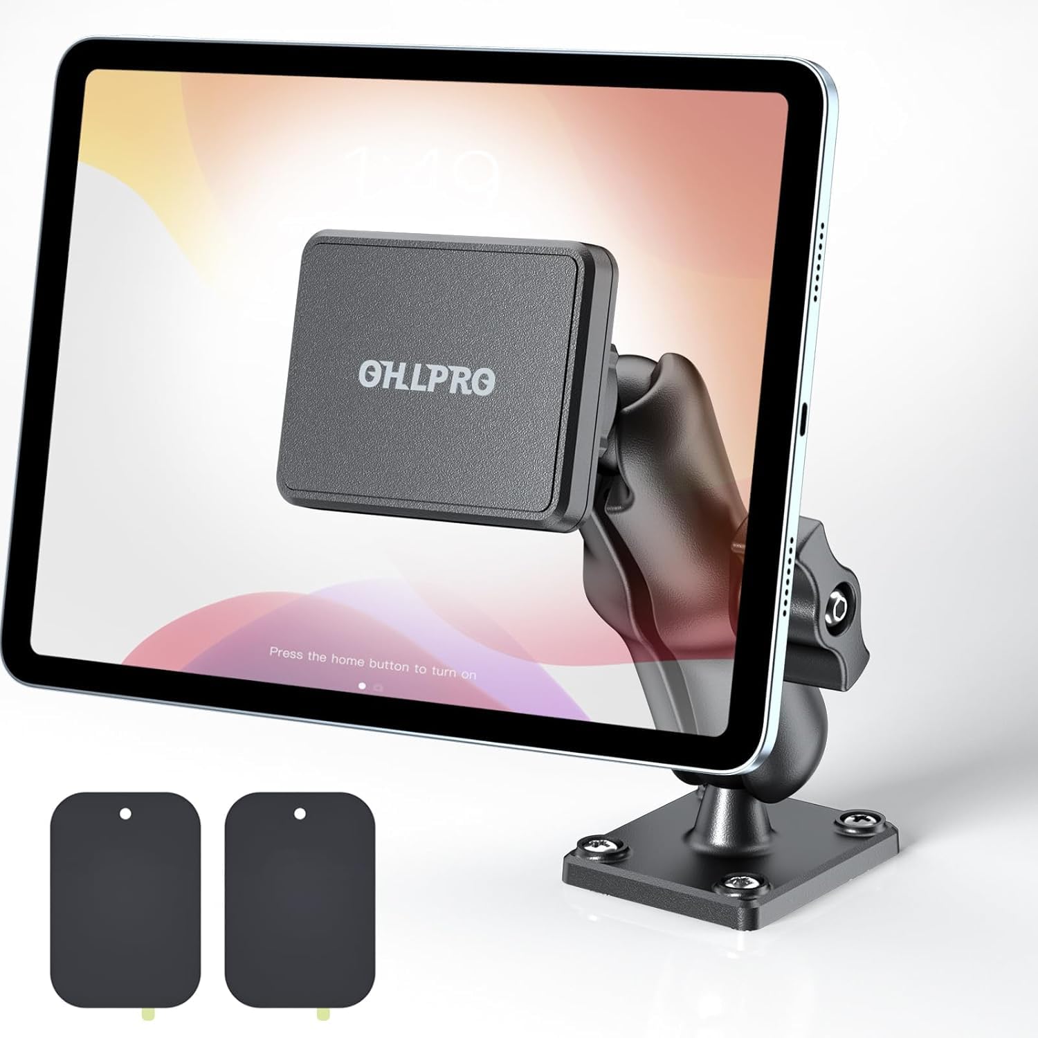 【送料無料】【2024年最新型】OHLPRO タブレットホルダー 車 マグネット タブレットスタンド 穴あけ ipadスタンド ビズ止め タブレット&スマホに対応 幅広い互換性 卓上/壁/トラック用 タブレット車載ホルダー