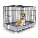 Aikenn ペットケージ 小動物ケージ キャスター付き 犬サークル 猫ケージ ペットサークル ペットフェンス 引き出しトレイ 猫 犬用 屋根付き 脱走防止 組立簡単 掃除簡単 いぬ ネコ うさぎ ペット用品 (グレー 1段)