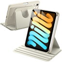 JEDirect 回転ケース iPad mini (A17 Pro 2024 モデル、第7世代) / mini 6 (8.3インチ、2021モデル、第6世代)用 Pencilホルダー付き 360°回転保護 スタンドカバー クリアバック 自動ウェイク/スリープ (スターライト)(2)