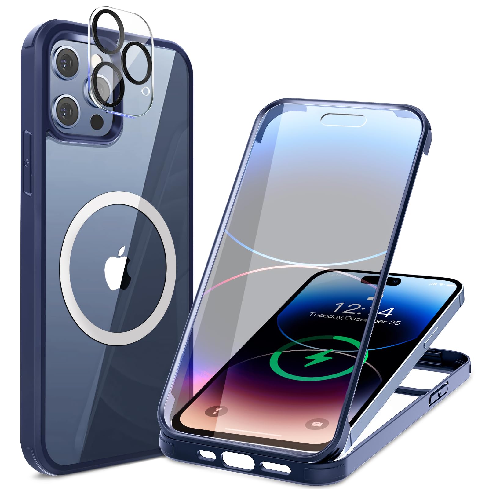 【両面強化ガラス・驚異的な耐衝撃性】HAUTRKBG iPhone 15 用 ケース クリア 全面保護 [MagSafe対応] [カメラフイルムを贈]信号干渉なし ソフトTPUバンパー マグセーフ ワイヤレス充電対応 米軍MIL規格取得 耐衝撃 アイフォン 15 透明 マグセーフ ケース・スマホケース