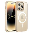 JEDirect iPhone 14 Pro 6.1インチ用 マグネット ケース MagSafeに対応 半透明のマット背面 薄型 耐衝撃 カバー (ライトゴール...