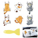Zayookey ステッカー 車用ステッカー カーデカール 猫 ネコ いたずらの猫 登る猫/落ちる猫 6枚入り 防水 キズ隠し 装飾用品 ステッカースキージ付き...