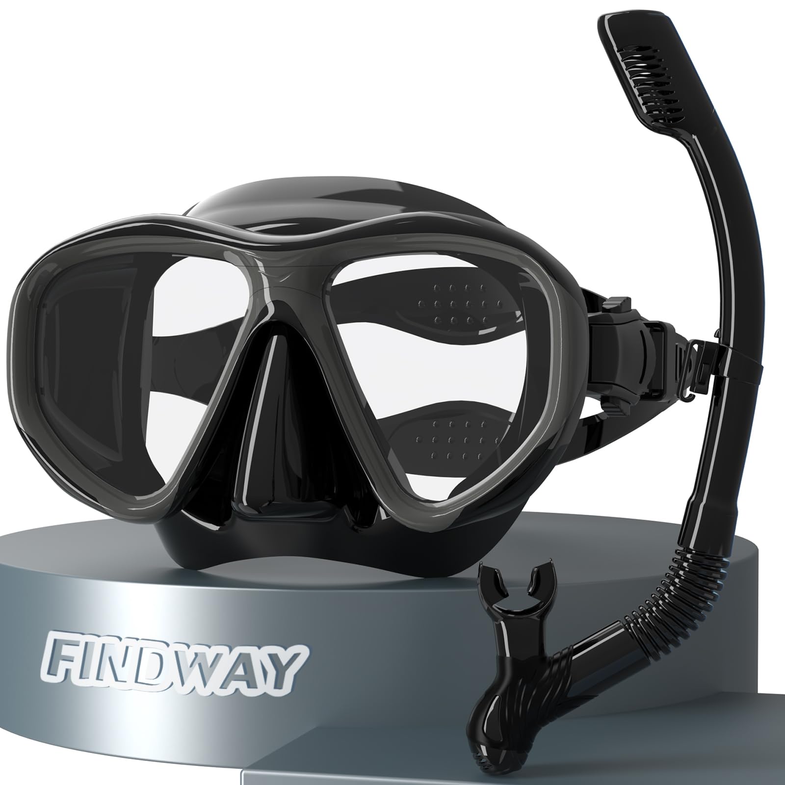 Findway シュノーケリング マスク シュノーケルセット 大人用 ドライ式シュノーケリングセット 潜水メガネ 男女兼用 曇り止め 水中メガネ 強化ガラス 水漏れを防止 広域視界