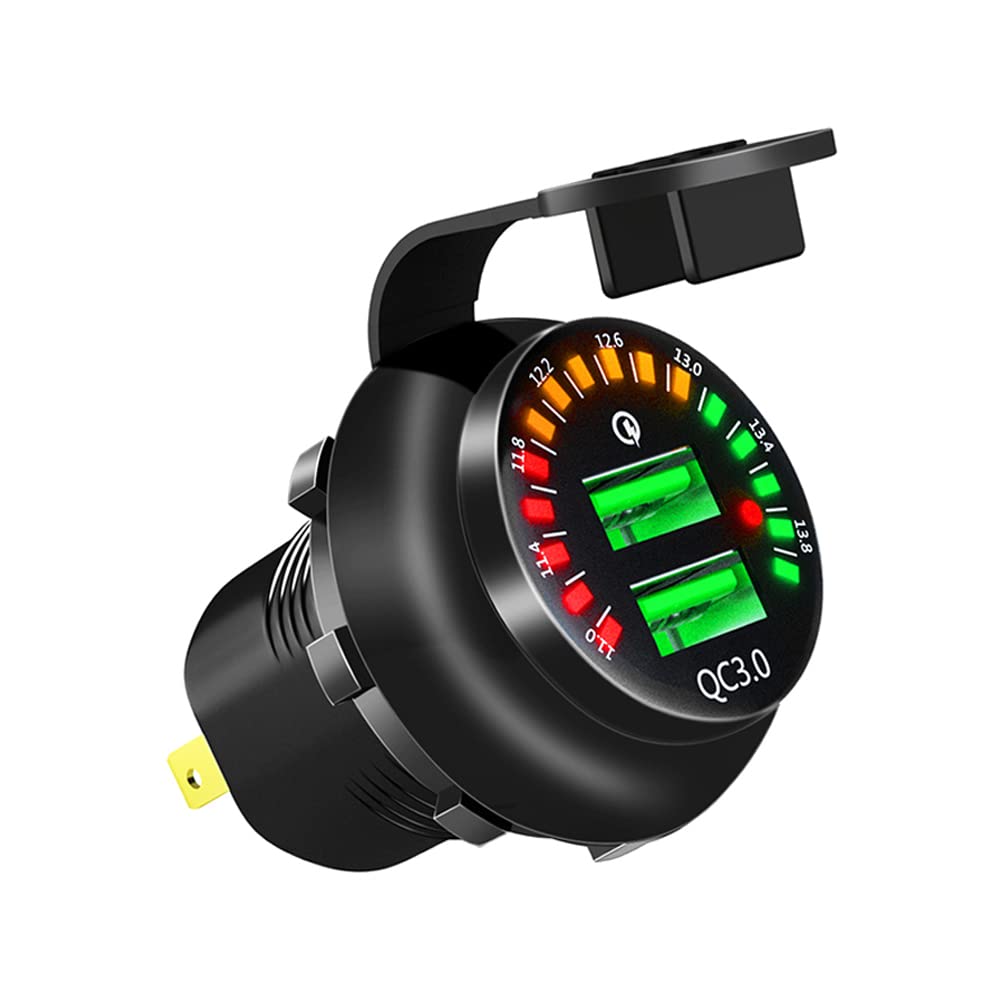 【送料無料】YOBIS デュアルポートUSB充電器 カラフルな画面電圧計搭載 USB電源 QC3.0 急速充電 多種保..