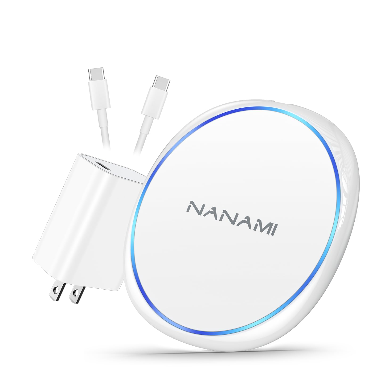 NANAMI ワイヤレス充電器 (USB-C 20W出力の急速充電器付属) 超薄型 置くだけ充電器 7.5W/10W/15W iPhone 16/15/14/13/12/SE第三世代/11(Pro)/Xs(Max)/XR/8(Plus) AirPods 4/3/Pro(第二世代) Galaxy S25/S24/S23/S22(Ultra)/S21 各機種対応 新生活アイテム 母の日ギフト