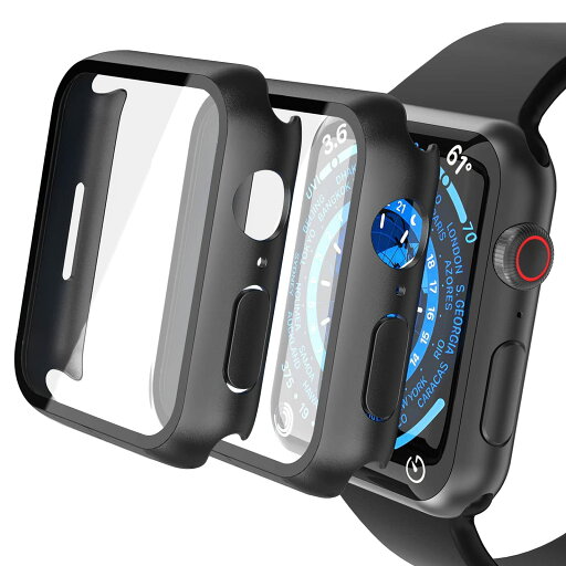 Misxi【2枚】 対応Apple Watch Series 6 / SE / 5 / 4 40mm 用 ケース, 一体型PC素材 全面保護 強化ガラス保護カバー(2 ブラック) Misxi【2枚】 対応Apple Watch Series 6 / SE / 5 / 4 40mm 用 ケース, 一体型PC素材 全面保護 強化ガラス保護カバー(2 ブラック)