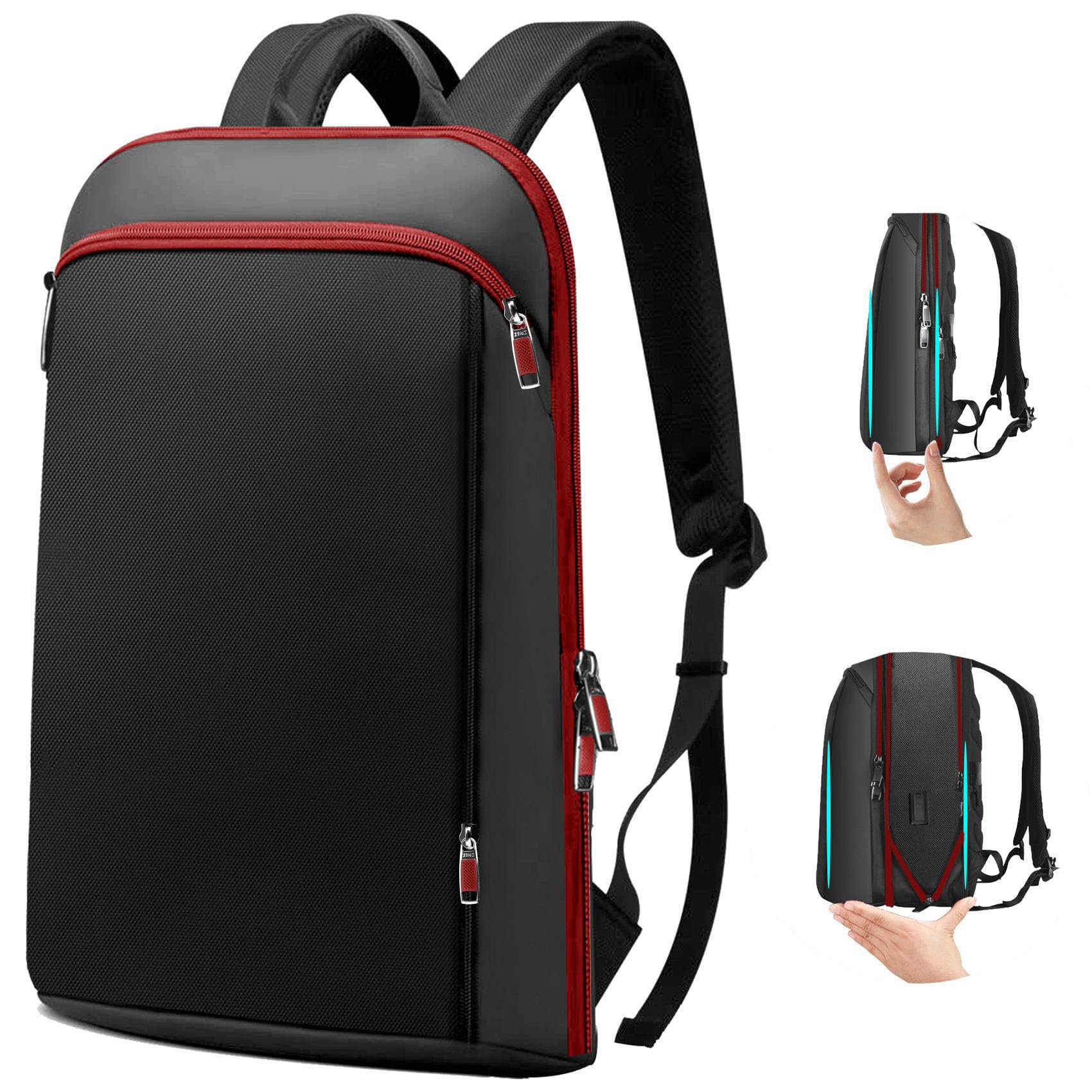 [ZINZ] 15 15.6 16インチ 薄型 拡張可能盗難防止 PC バックパック 大容量(13L-24L), 多機能 ラップトップ リュック USBポート防水 通勤 修学 男女兼用, B01RD01