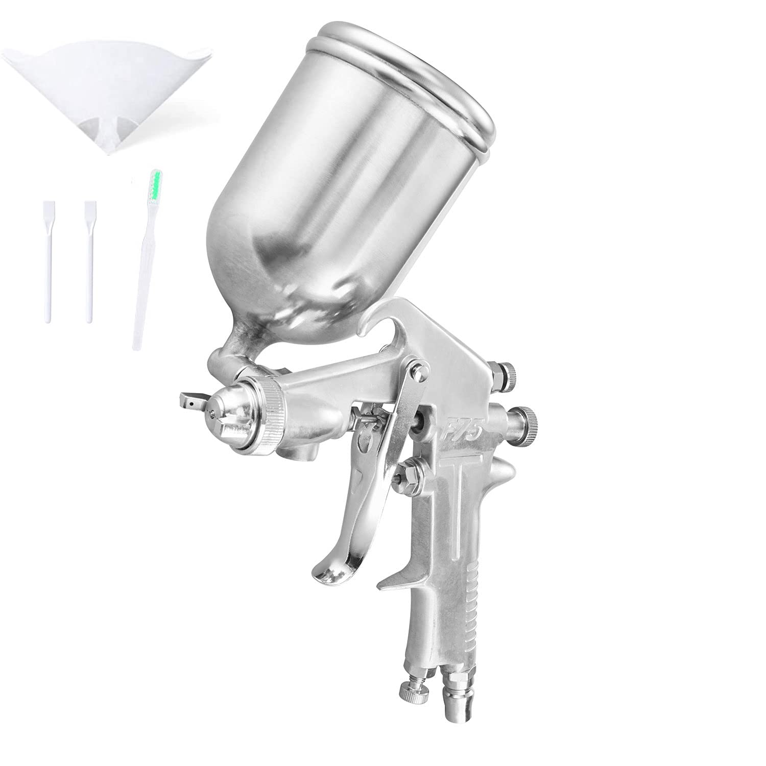 Litorange スプレーガン 1.5mm カップ容量400ml エア漏れ防止 強く噴射量 重力式 塗装用 汎用 DIY カップ角度調整可能